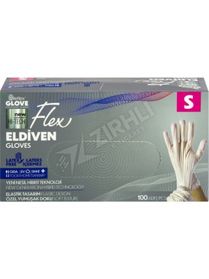 Flex Pudrasız Eldiven S Boy 100'LÜ Krem