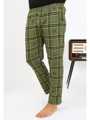 Modi Moda Çizgi Erkek Ekoseli Desen Penye Tek Alt Pijama 27540 Haki