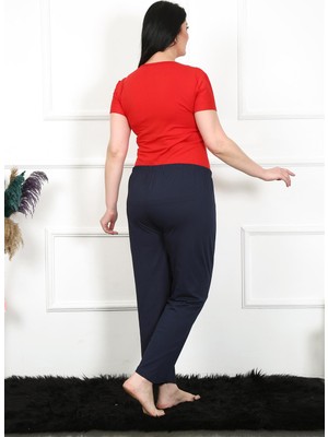 Modi Moda Çizgi Kadın Pamuklu Büyük Beden Alt Pijama 27472