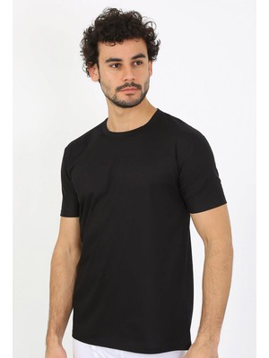 Modi Moda Çizgi Erkek Sıfır Yaka Siyah Penye Atlet 6567