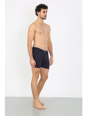 Modi Moda Çizgi Erkek Penye Boxer Lacivert 40091