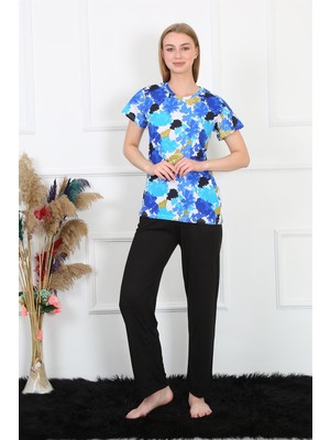 Modi Moda Çizgi Kadın Penye Kısa Kol Pijama Takım 4142