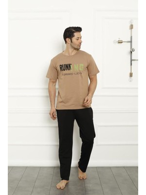 Modi Moda Çizgi Baba Oğul Bej Aile Pijama Takım Ayrı Ayrı Satılır 50102
