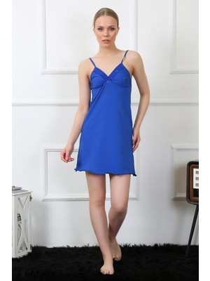 Modi Moda Çizgi Kadın Ip Askılı Sax Penye Gecelik 367