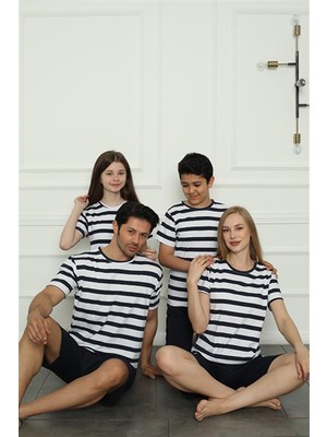 Modi Moda Çizgi Aile Penye Şortlu Pijama Takım (Baba - Oğul ) 50116 Ayrı Ayrı Satılır . Fiyatları Farklıdır