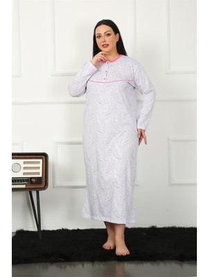 Modi Moda Çizgi Big Uzun Kol Fuşya Anne Gecelik 1359
