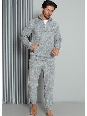 Modi Moda Çizgi Welsoft Polar Fermuarlı Erkek Pijama Takımı 6840