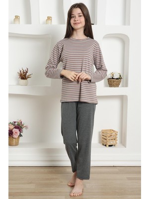 Modi Moda Çizgi Kız Çocuk Penye Pijama Takım 20424