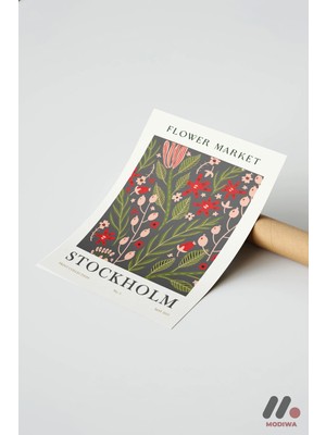 Modiwa Design Flower Market Stockholm Posteri, Çerçevesiz Yüksek Kalite Duvar Afişi - Ev Dekorasyonu