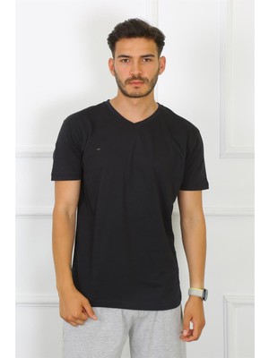 Modi Moda Çizgi Erkek Siyah %100 Pamuklu T-Shirt 27486