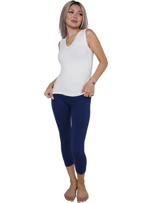 Modi Moda Çizgi Kadın Penye Diz Üstü Tayt 5919