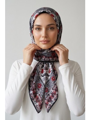 İpekçe Ipekçe Eşarp Ip Rayon 100*100 Desenli - Gri