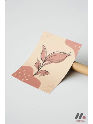 Modiwa Design Pembe Yaprak Soyut, Çerçevesiz Yüksek Kalite Duvar Afişi - Modern Ev Dekorasyonu