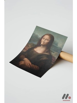 Modiwa Design Mona Lisa Maskeli Parodi, Çerçevesiz Yüksek Kalite Duvar Afişi - Modern Ev Dekorasyonu