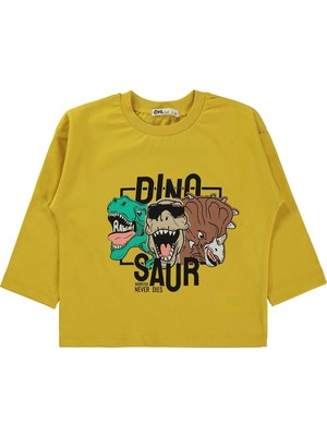 Civil Boys Dınosaur Baskılı 2-5 Yaş Sweatshirt  - Hardal