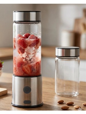 Ototechparca USB Type C Şarjlı Cam Blender 6 Bıçaklı Smoothie ve Shake Blender