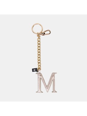 Desa Gümüş M Harfi Gold Zincirli Deri Charm / Anahtarlık