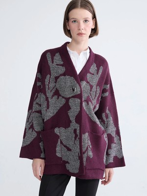 Lc Waikiki Yeni Sezon V Yaka Desenli Oversize Kadın Triko Hırka