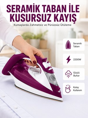 Ototechparca Buharlı Kablolu Ütü 2200 Watt Kireçlenme Önleyici Şok Buharlı Yeni Nesil