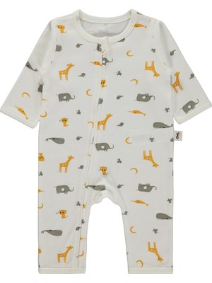 Civil Baby Hayvan Baskılı 3-12 Ay Tulum - Ekru