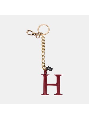 Desa Kırmızı H Harfi Gold Zincirli Deri Charm / Anahtarlık