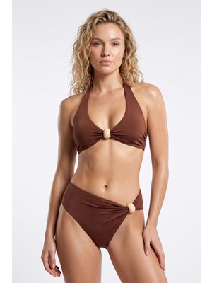Obje Kadın Kahverengi Bikini Takım