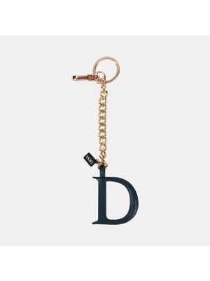 Desa Koyu Yeşil D Harfi Gold Zincirli Deri Charm / Anahtarlık