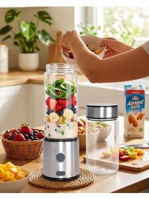 Ototechparca Taşınabilir Cam Blender 450 ml 350 ml Çift Hazneli Smoothie Blender