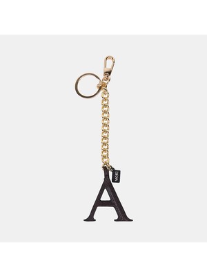 Desa Acı Kahve A Harfi Gold Zincirli Deri Charm / Anahtarlık