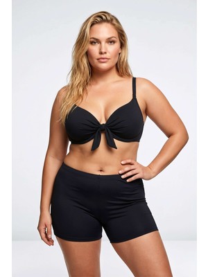 Obje Kadın Siyah Battal Yüksek Bel Bikini Altı
