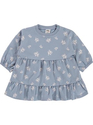Civil Baby Çiçek Empirme Basic 6-18 Ay Elbise - Mavi