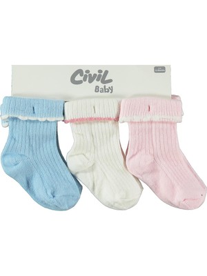 Civil Baby Beautiful Kıvrık 3'lü 6- Bebek Kız Çorap Set - Standart
