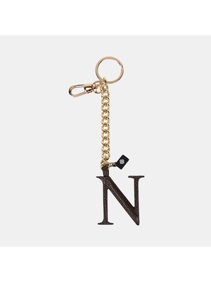 Desa Acı Kahve N Harfi Gold Zincirli Deri Charm / Anahtarlık