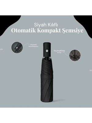 Ototechparca Siyah Kılıflı Otomatik Kompakt Şemsiye