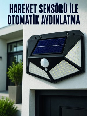 Ototechparca Hareket Sensörlü Güneş Enerjili Duvar Lambası Dış Mekan Için Güçlü LED Aydınlatma