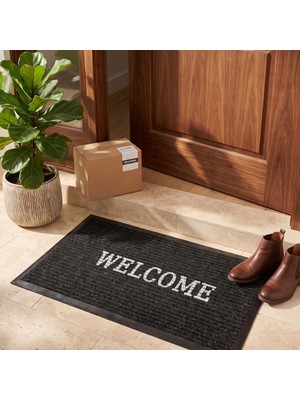 Uygur Home Toz ve Nem Alıcı Welcome Yazılı Kapı Önü Paspas 45 x 70 Pvc Lux Halılı