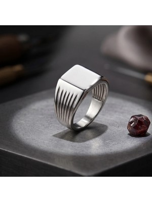 925 Ayar Gümüş Kişiselleştirilebilir Harfli Unisex Signet Yüzük