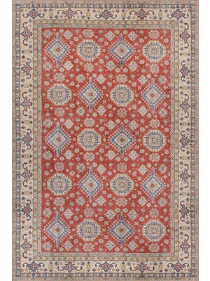Artloop Dorian Kırmızı Vintage Etnik Geometrik Desenli Dokuma Tabanlı Şönil Halı Al 592