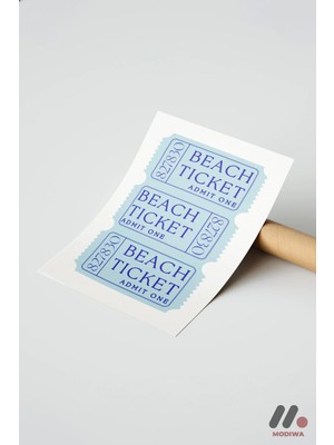 Modiwa Design Beach Ticket Retro Poster Yüksek Kalite Duvar Afişi - Huzurlu Ev Dekorasyonu