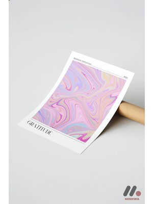 Modiwa Design Gratitude Mermer Desen, Çerçevesiz Yüksek Kalite Duvar Afişi - Kişiye Özel Hediye
