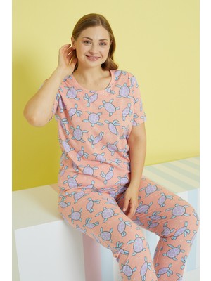 Siyah İnci Curve Büyük Beden Battal Boy Örme Pijama Takımı