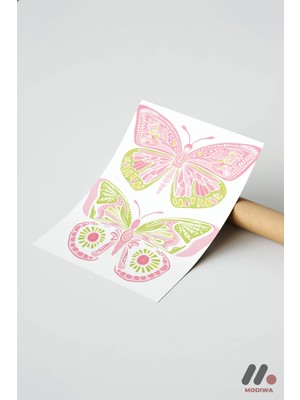 Modiwa Design Pembe Kelebek Deseni, Çerçevesiz Yüksek Kalite Duvar Afişi - Modern Ev Dekorasyonu