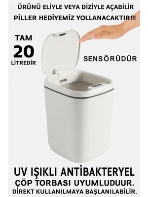 Ototechparca Teknolojik Çöp Kutusu Otomatik Aç Kapat Sensörlü Mutfak Banyo Ev Ofis Piller Dahildir