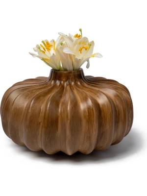 Deconore Pumpkin Seramik Vazo Ahşap Görünümlü