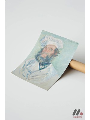 Modiwa Design Claude Monet Aşçı Portresi, Çerçevesiz Yüksek Kalite Duvar Afişi - Sanatsever Hediyesi