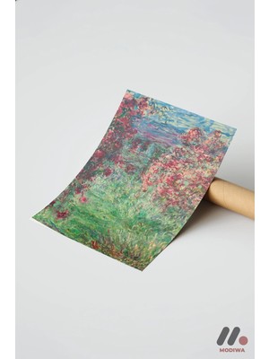Modiwa Design Claude Monet Çiçekli Ev Bahçesi, Çerçevesiz Yüksek Kalite Duvar Afişi - Sanatsever Hediyesi