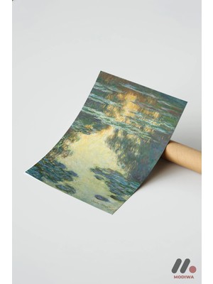 Modiwa Design Claude Monet Nehirde Günbatımı, Çerçevesiz Yüksek Kalite Duvar Afişi - Sanatsever Hediyesi