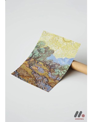 Modiwa Design Van Gogh Zeytin Ağaçları, Çerçevesiz Yüksek Kalite Duvar Afişi - Sanatsever Hediyesi