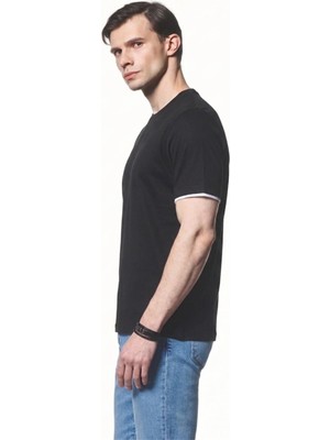 Liwali Kontrast Detaylı Pamuk Modal T-Shirt
