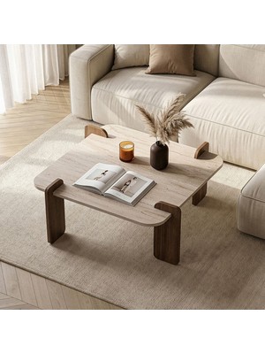 Rani Home Orta Sehpa Traverten - Venedik Cevizi 117 cm AB-5743